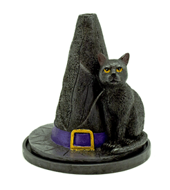 Witches Hat with Cat Incense Burner